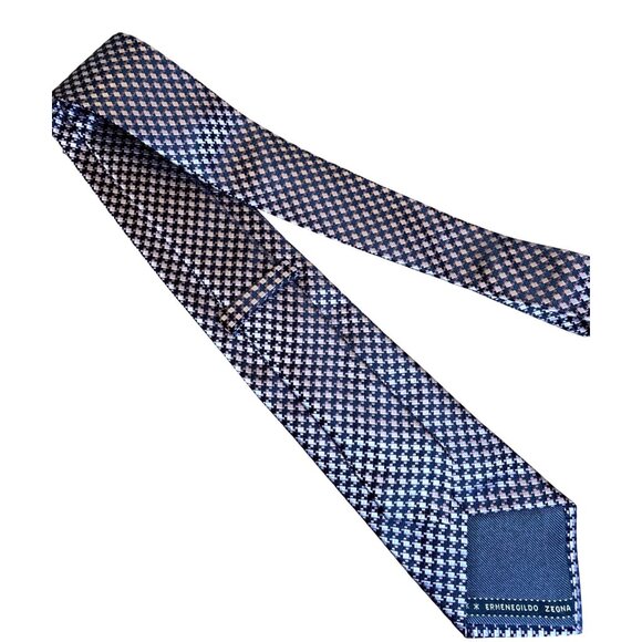 Ermenegildo Zegna Tie 100% Silk Purple Black Textured Print Luxury Classic - Picture 1 of 6
